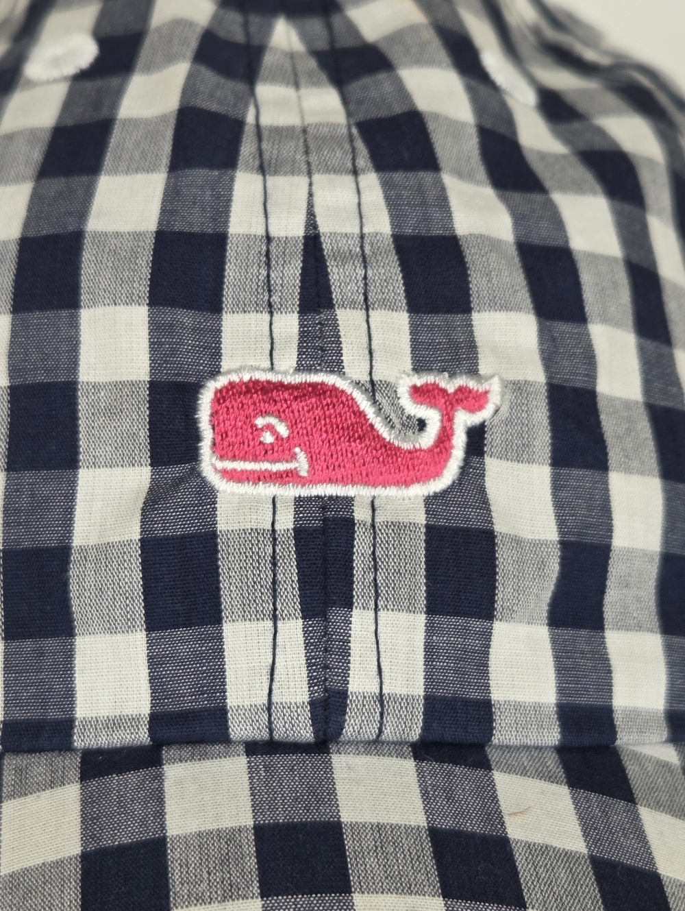 Vineyard Vines Plaid Navy/white Gingham Whale Baseball Cap - Picture 6 of 7